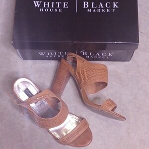 White House Black Market Siesta Brown leather heels Sandals size 7.5